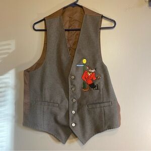 Too Cute Guetta Brothers Wool Blend Tex‎ Avery Wolf Super Rare Vest Vintage 90’s